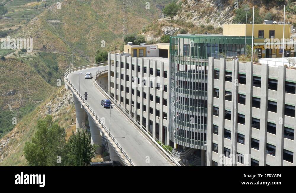 Modern multi level parking garage. Taormina, Sicily, Italy Stock Video