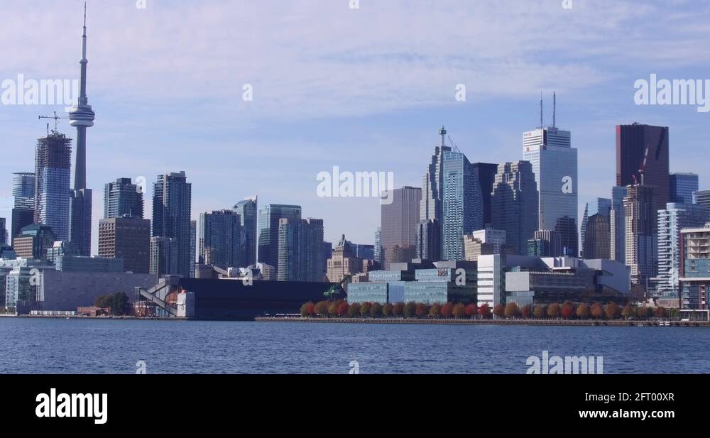 Toronto skyline in stunning 4k on a clear day with blue sky Stock Video ...