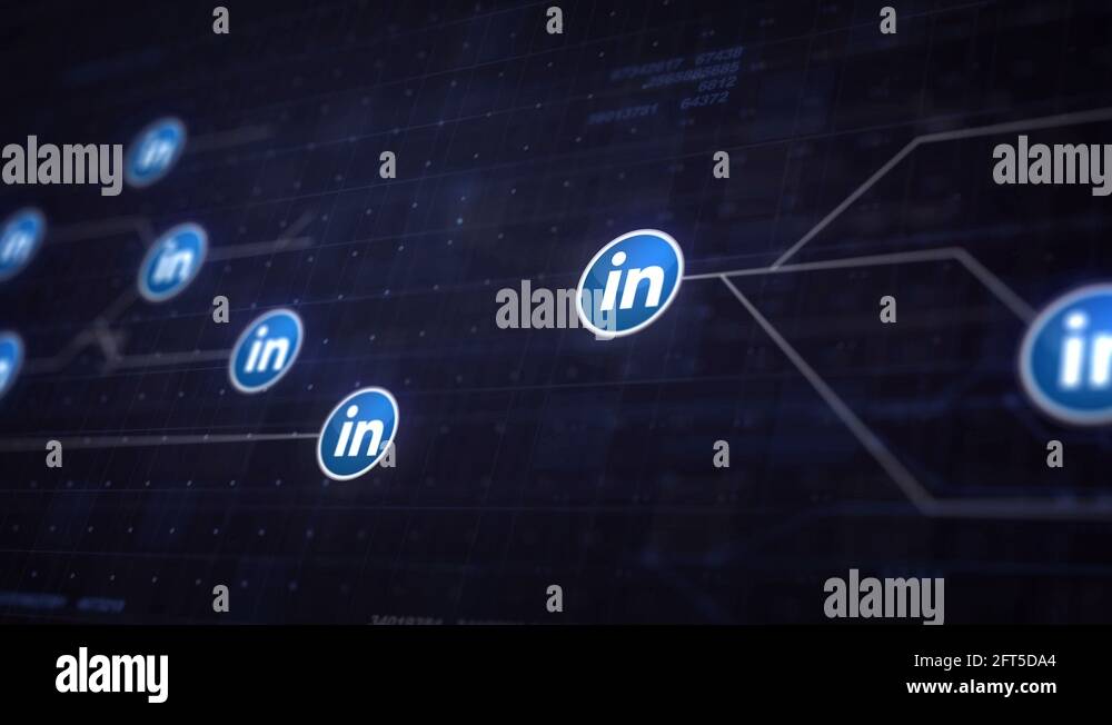 LinkedIn Icon Line Connection of Circuit Board Loop Animation 4K ...