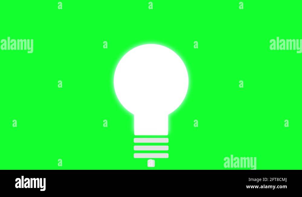 Light bulb idea concept appears and flashes, green screen motion