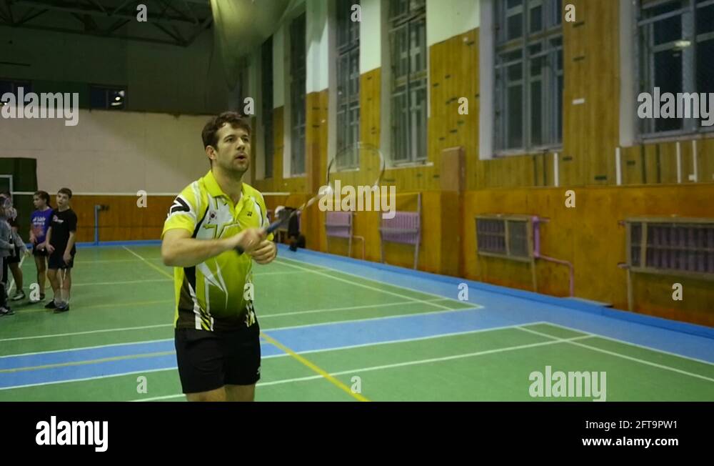 Badminton Courts With Players Competing Stock Video Footage Alamy