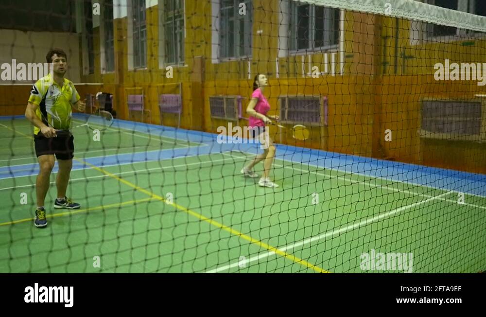 Badminton Courts With Players Competing Stock Video Footage Alamy