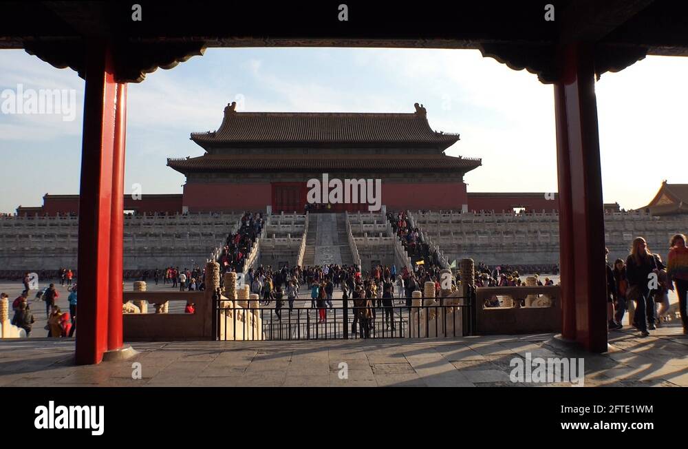 Column entrance to Forbidden city Beijing capital of China. Emperor ...