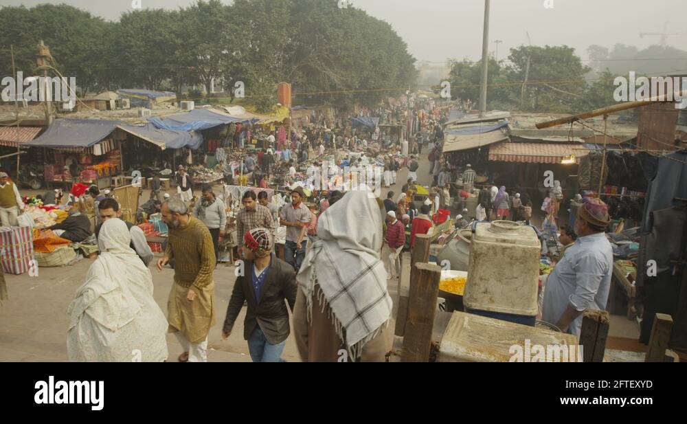 Meena Bazaar Market at Jama Masjid in Old Delhi, India Stock Video