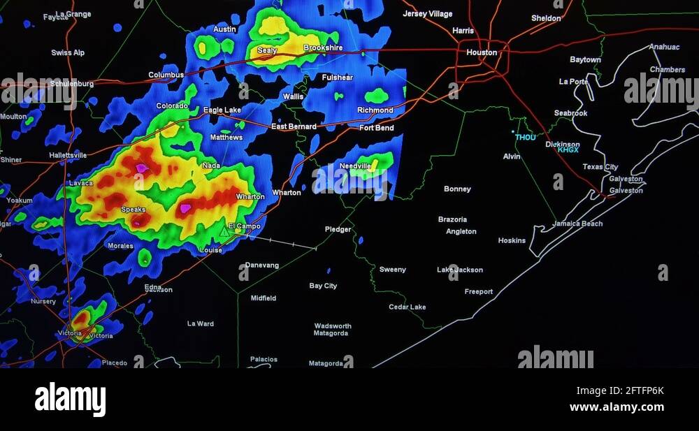 Severe storms on Doppler weather radar monitor screen Stock Video