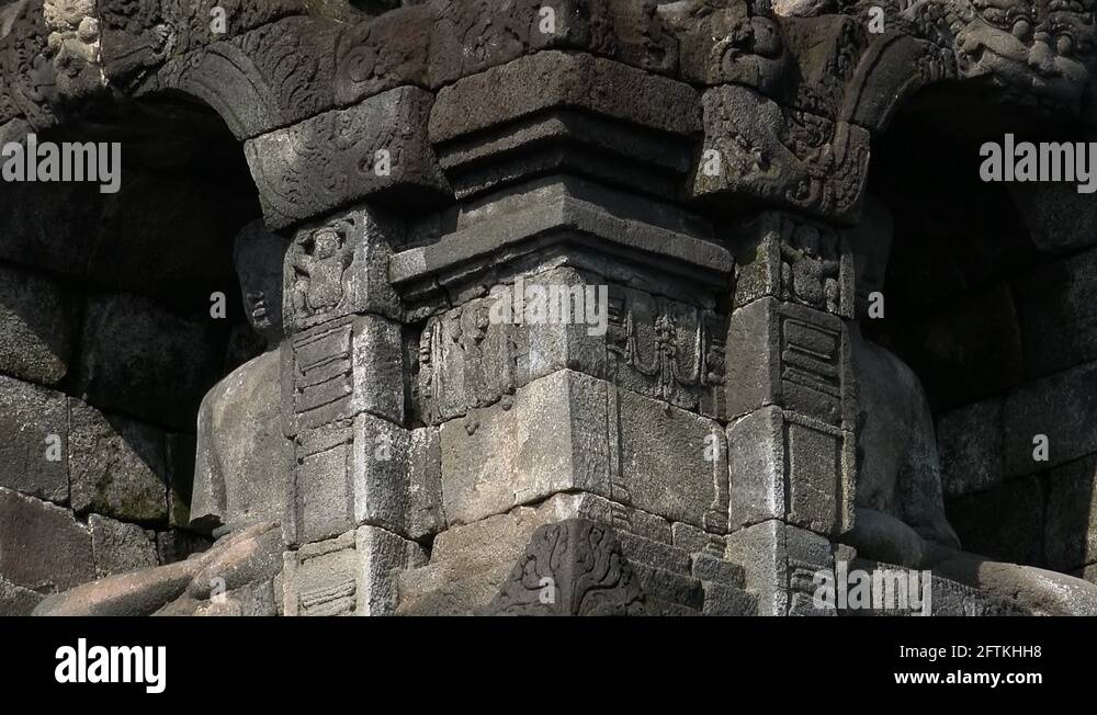 Statue of meditating Buddha. Ancient Borobudur Buddhist temple. Java ...