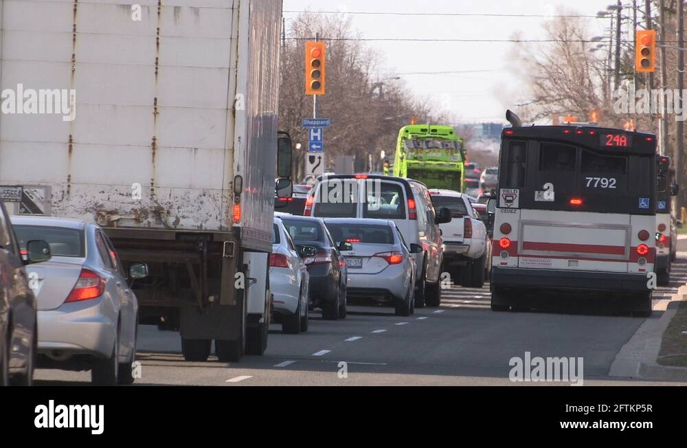 Heavy rush hour traffic jam and gridlock in city streets and ...