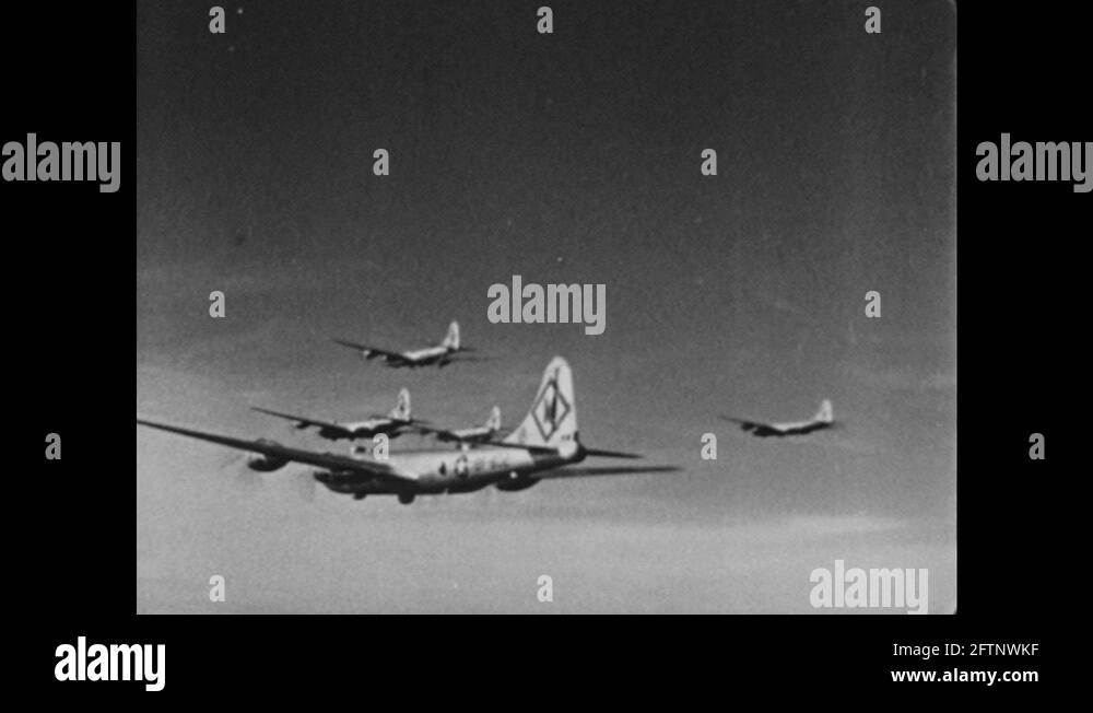 1960s: Military planes fly in formation in sky. Man in uniform and ...
