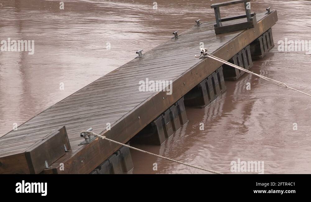 Docks damaged during flooding and high lake Ontario water levels Stock ...