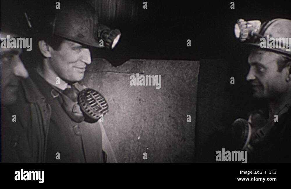 Coal Miners Men Mining Worker Underground Mine 1960s Vintage Film Industry Movie Stock Video