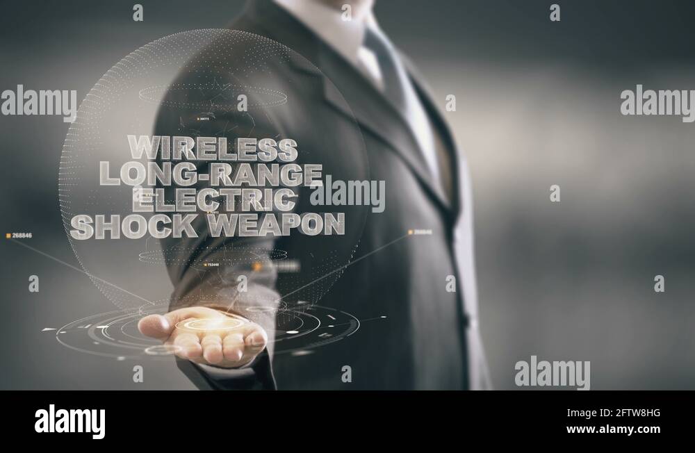 Wireless LongRange Electric Shock Weapon with hologram businessman
