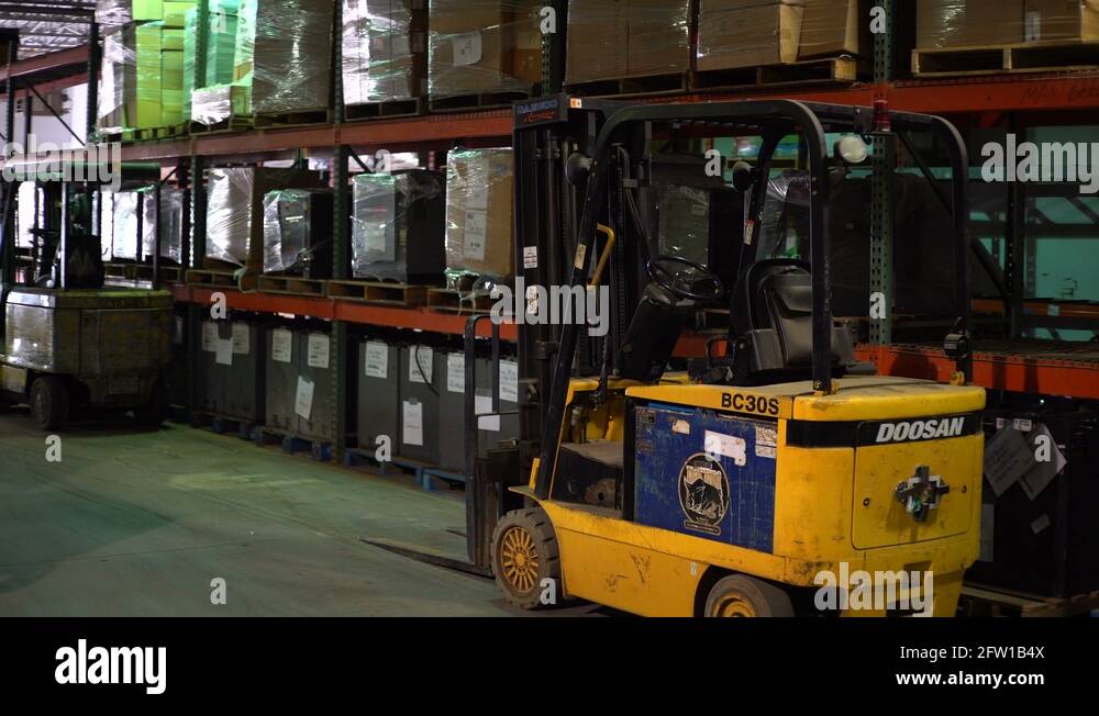 MONTREAL, CANADA Industrial Forklift Steadicam Stock Video Footage Alamy