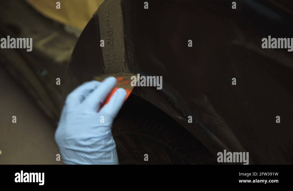 Applying the auto primer on the car body 4K Stock Video Footage Alamy