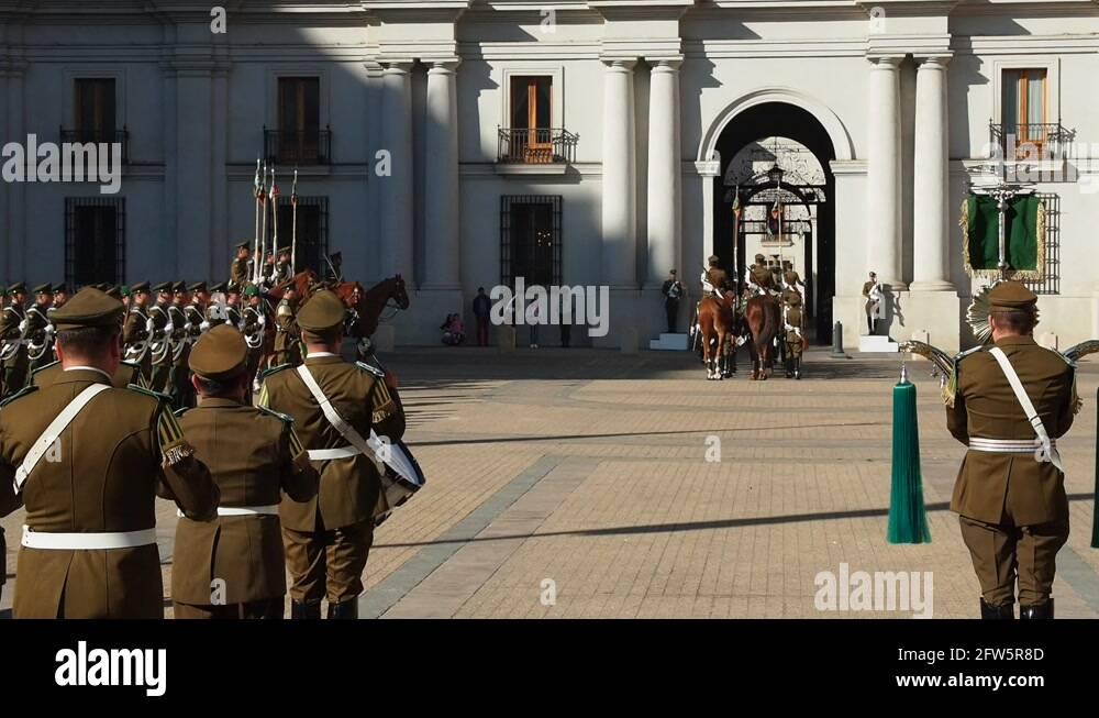 Guard Change at La Moneda Palace in Santiago, Chile Stock Video Footage ...