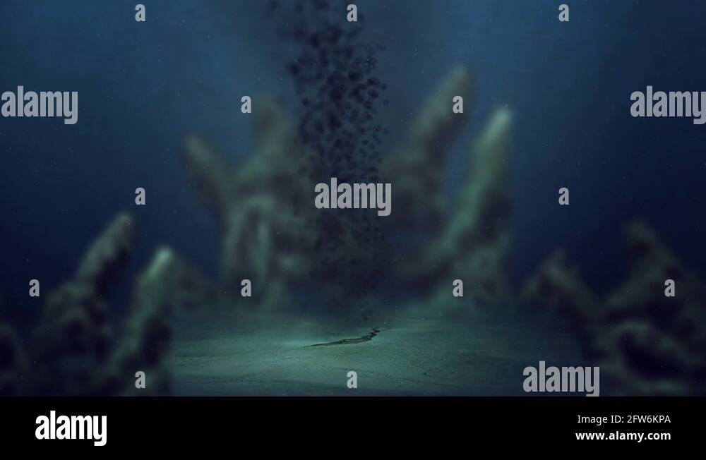 A CG animated underwater Oil Spill from a rift in the Ocean floor Stock