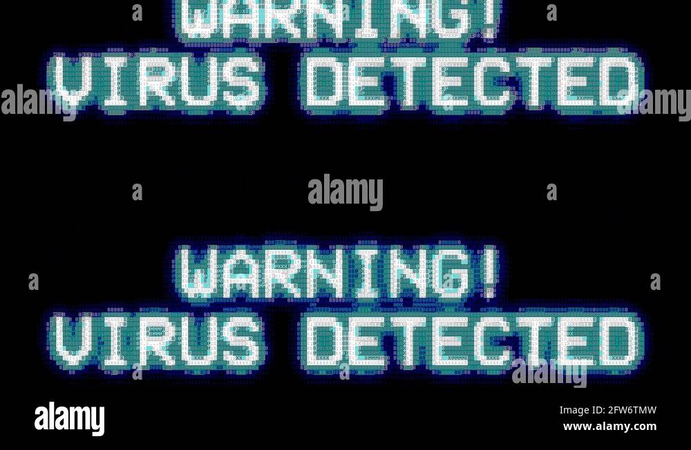ASCII Warning virus detected dark Stock Video Footage - Alamy