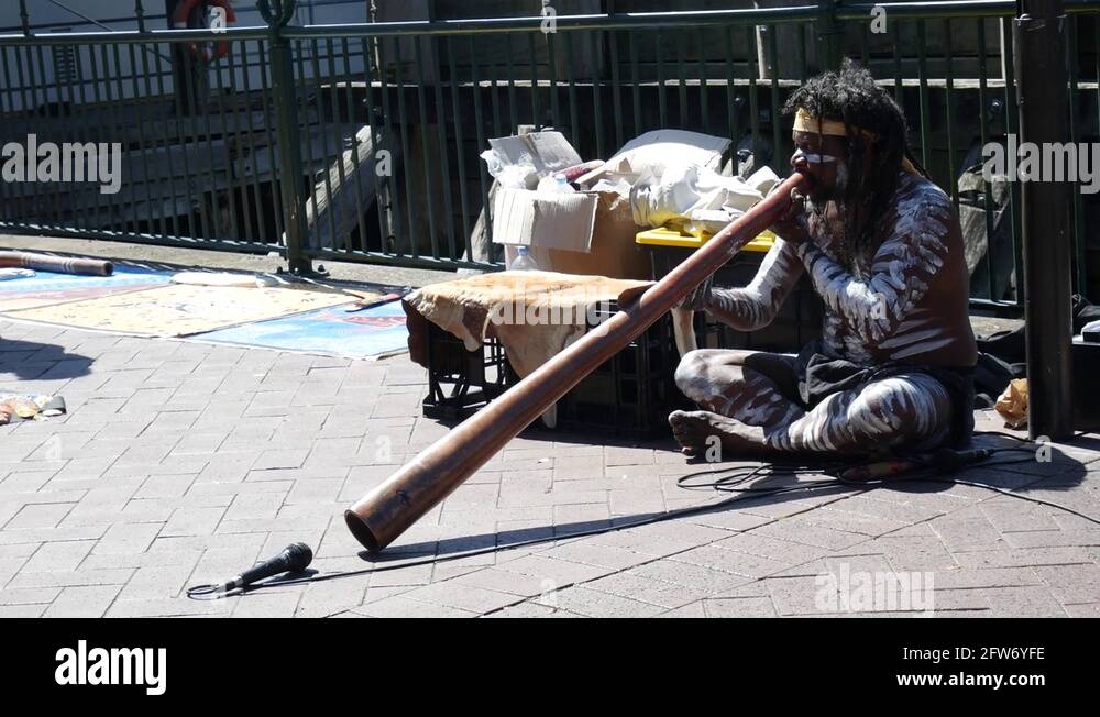 Aboriginal man playing didgeridoo on Stock Videos & Footage HD and 4K