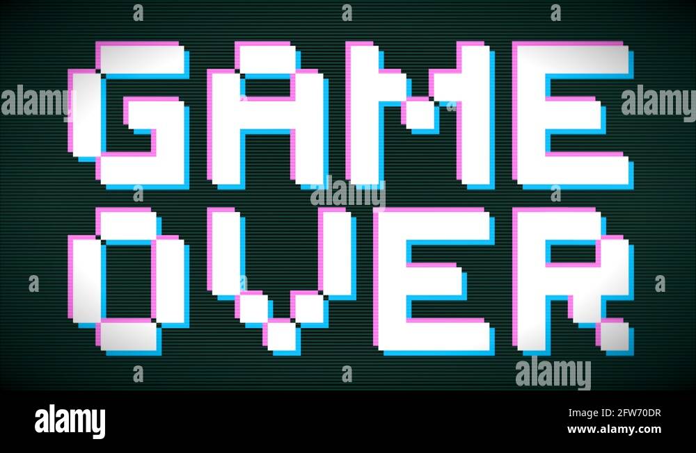 Retro Pixel Art 3D Style Game Over Message on Old School Arcade Machine ...