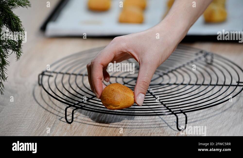 fresh baked cream puff or profiterole or choux creme a pastry ball