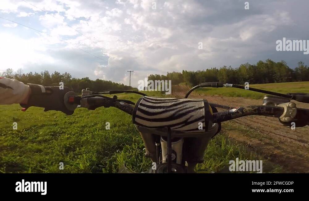 motocross big jump chest mount gopro on gimbal pov Stock Video Footage