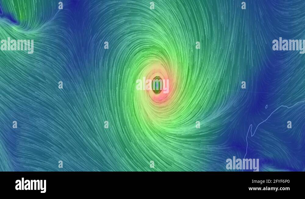 Radar and satellite weather model showing wind around storm Stock Video