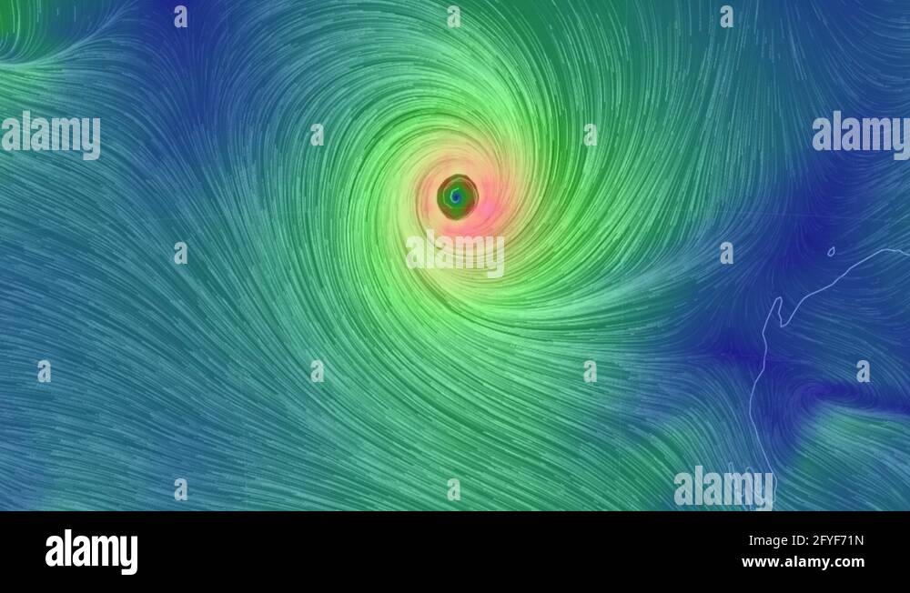 Radar and satellite weather model showing wind around storm Stock Video ...