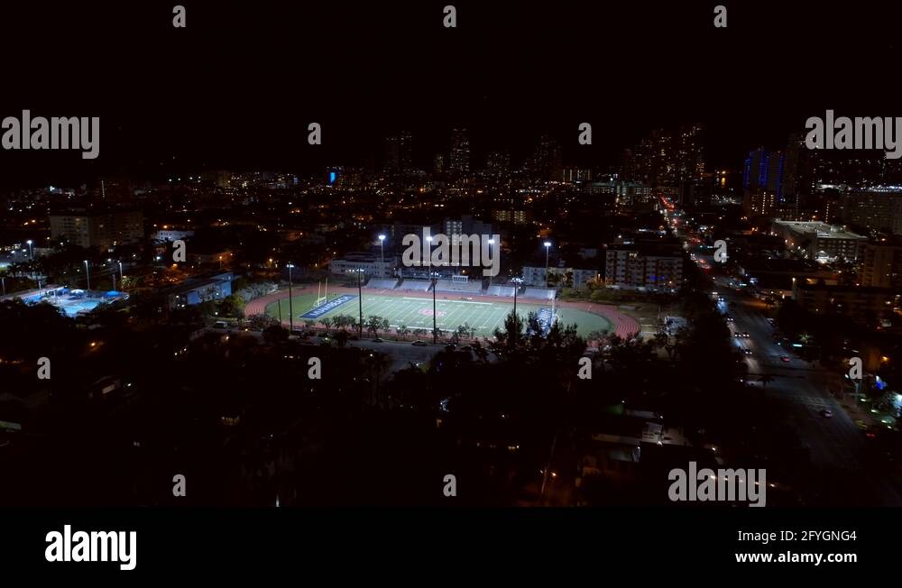 Miami Beach Flamingo Park night stadium lights Stock Video Footage - Alamy