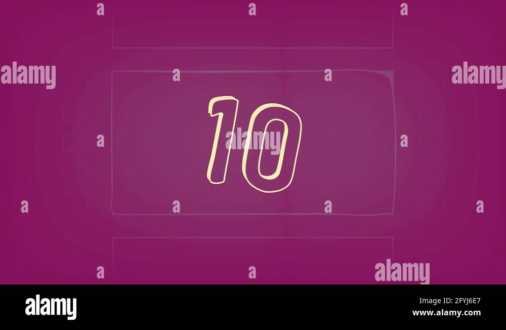 10 seconds plum filmstrip fun 4K countdown of light yellow outlined ...