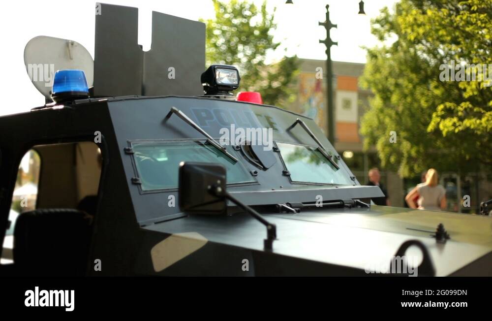 Police SWAT car on display Stock Video Footage - Alamy