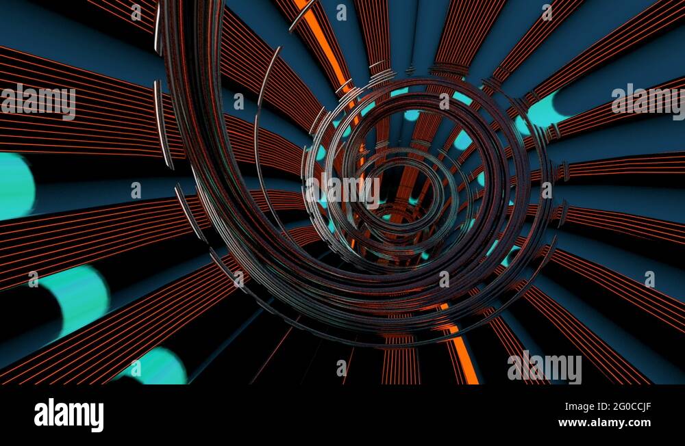 Futuristic sci fi energy chrome tunnel chase seamless loop v2 Stock