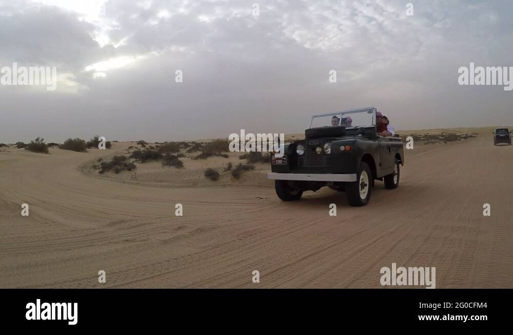 On board a Land Rover in the Dubai Desert, Dubai, United Arab Emirates ...