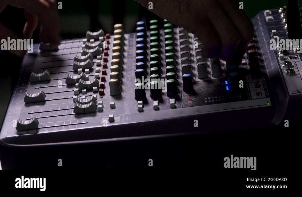 Audio Mixing Console, Adjusting Knobs and Levers Stock Video Footage
