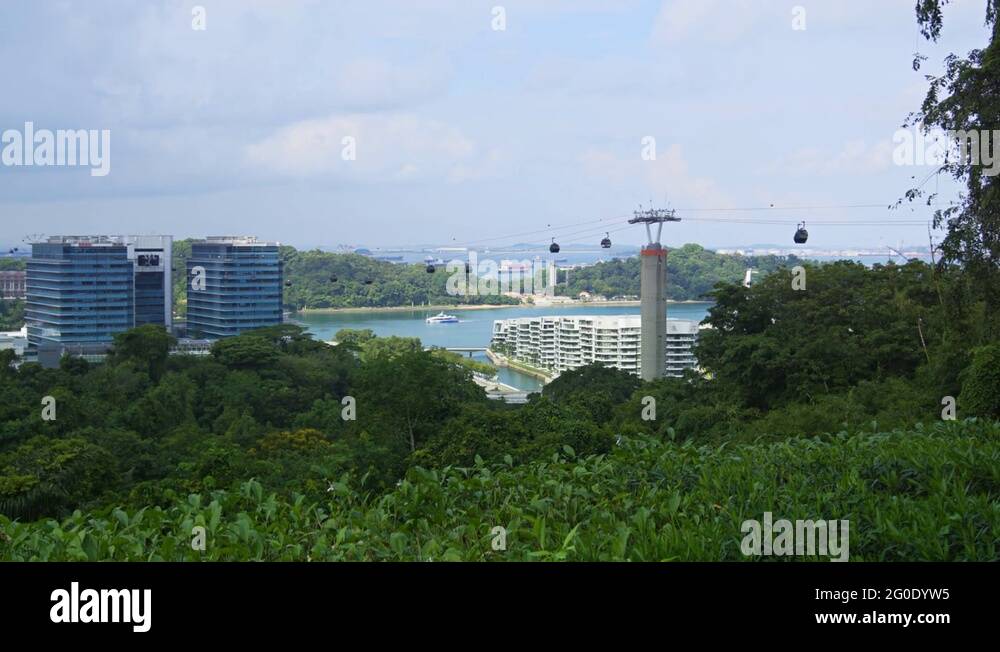 Suspended Cable Cars over Telok Blangah Hill Park, Singapore Stock