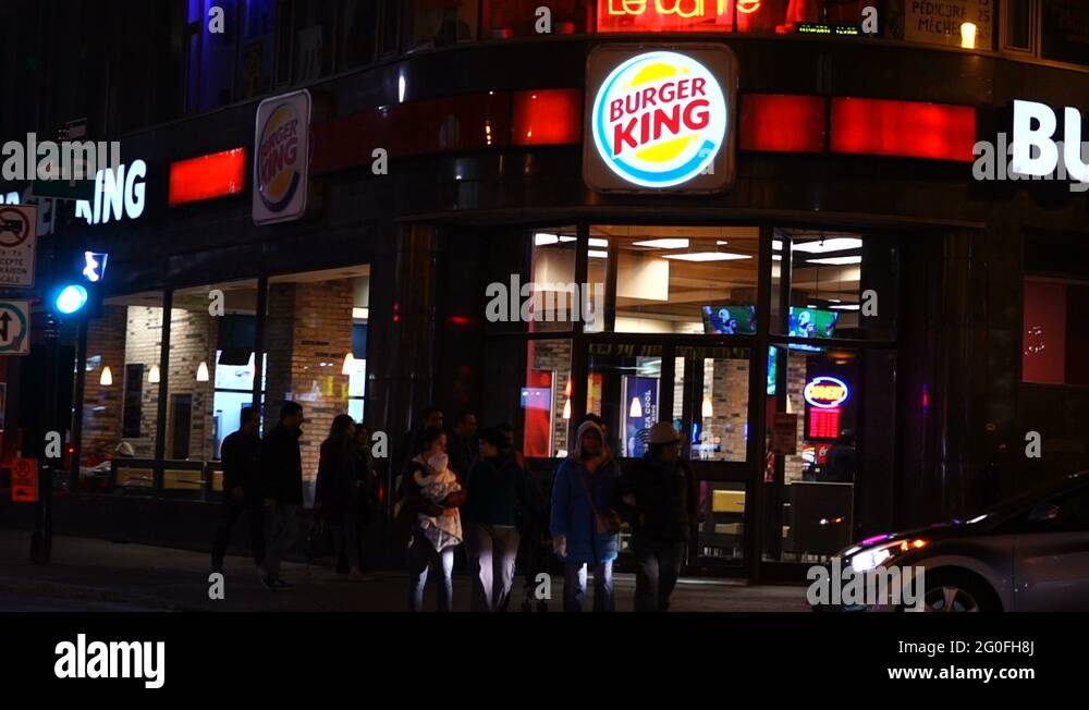 MONTREAL, CANADA Burger King Downtown Fast Food Burger Company Stock