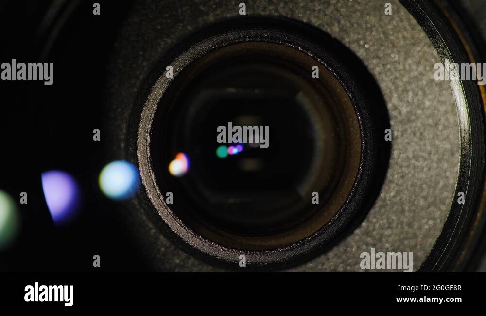 Lens flare on a professional camcorder lens Stock Video Footage Alamy