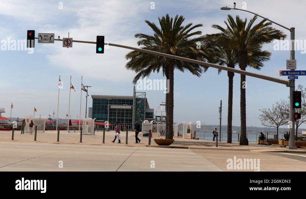 Traffic Lights On North Harbor Drive At The Broadway Pier San Diego