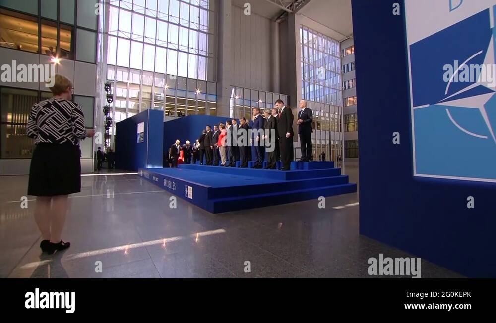 NATO world leader pose for the traditional family photo at NATO summit ...