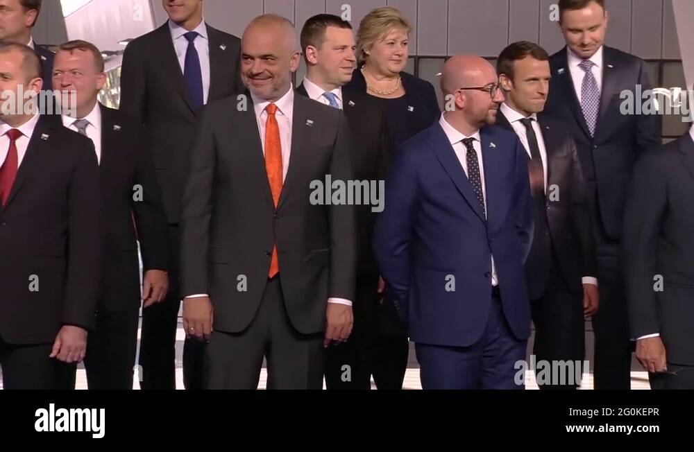 NATO world leader pose for the traditional family photo at NATO summit ...