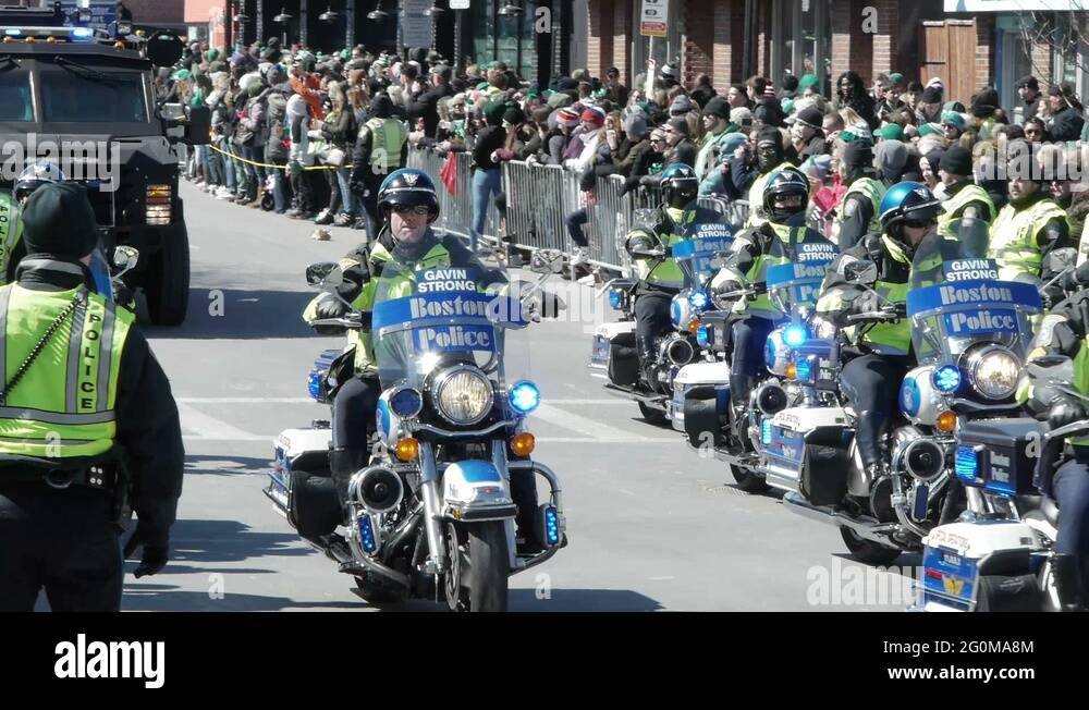 Boston Police Motorcycles South Boston Parade Stock Video Footage Alamy