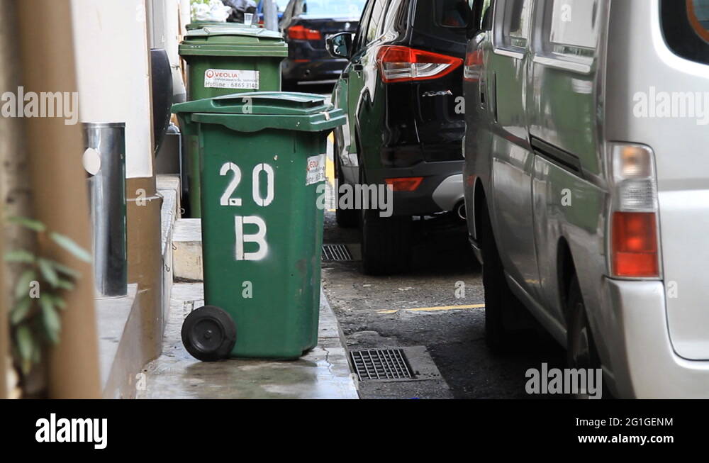 Rubbish bins at the China town in Singapore Stock Video Footage Alamy