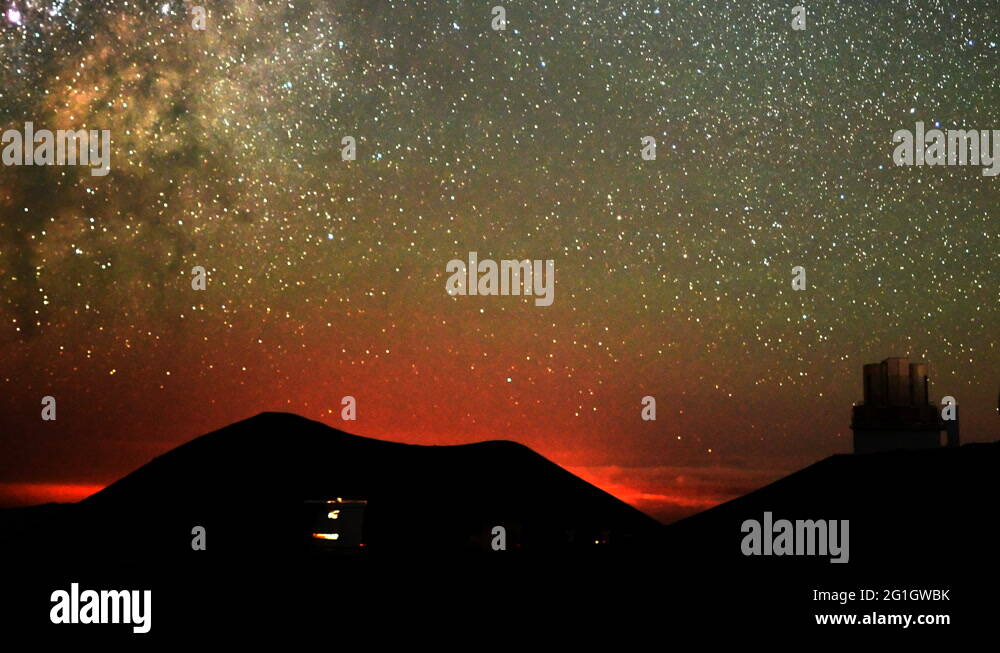 Astro Time Lapse of Milky Way Sunrise over Mauna Kea Observatory -Pan ...