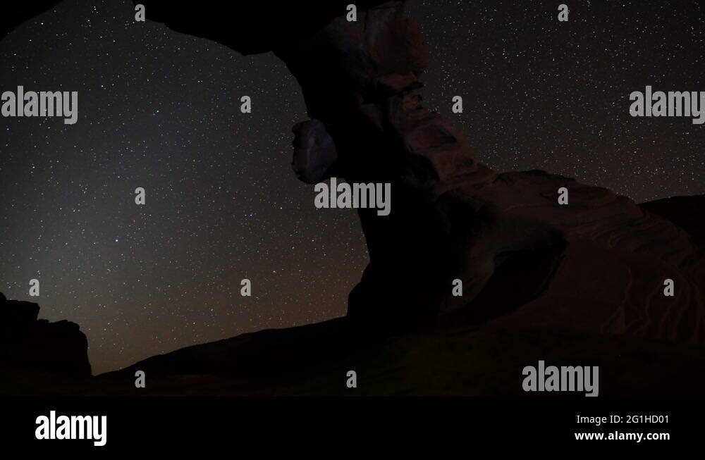 Motion Control Dolly Astro Time Lapse of Stars over Arch Rock Tilt Up