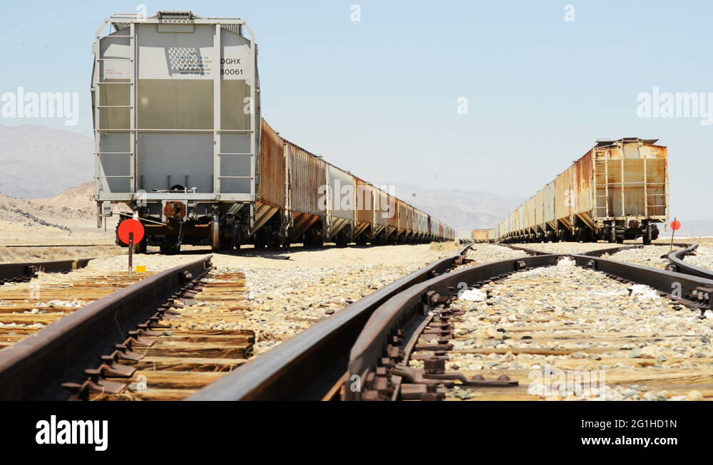 Motion Control Dolly Shot of Desert Railroad Track and Old Train Dolly