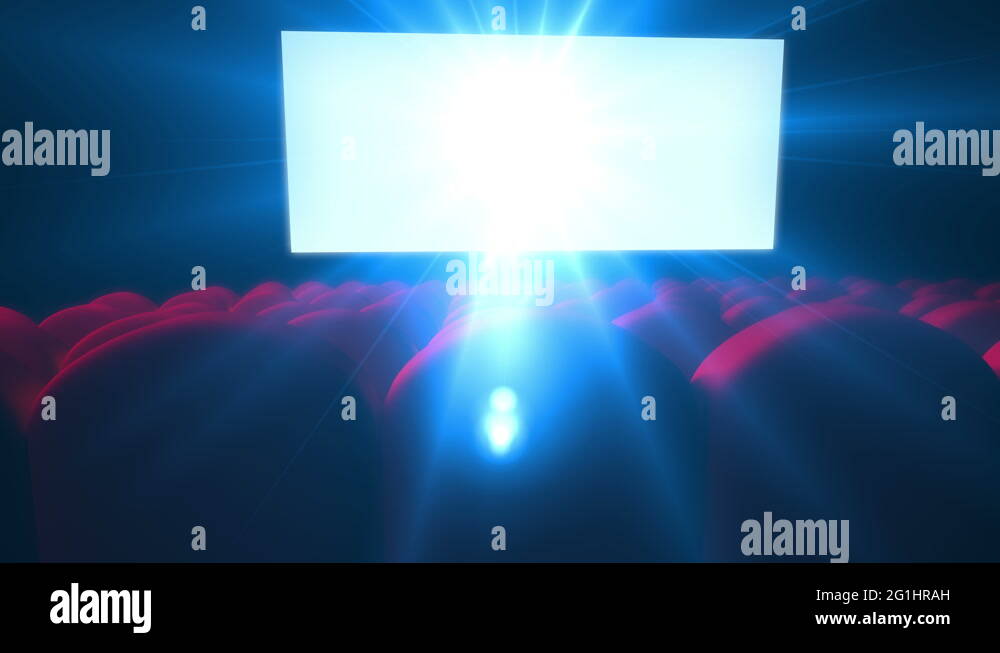 Empty modern cinema with flickering white screen Stock Video Footage