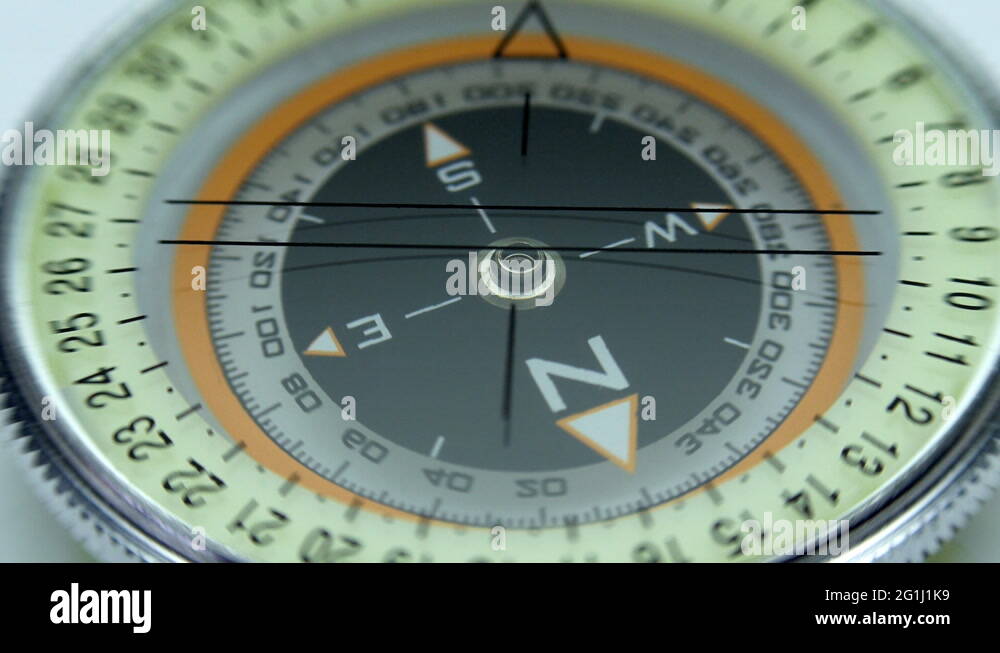 Compass arrow rotates, showing the correct way Stock Video Footage Alamy