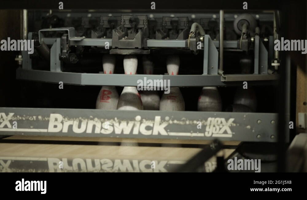bowling ball hits the pins Stock Video Footage Alamy