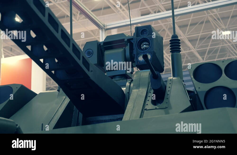 Unit with optoelectronic control system with laserguided on turret Stock Video Footage Alamy