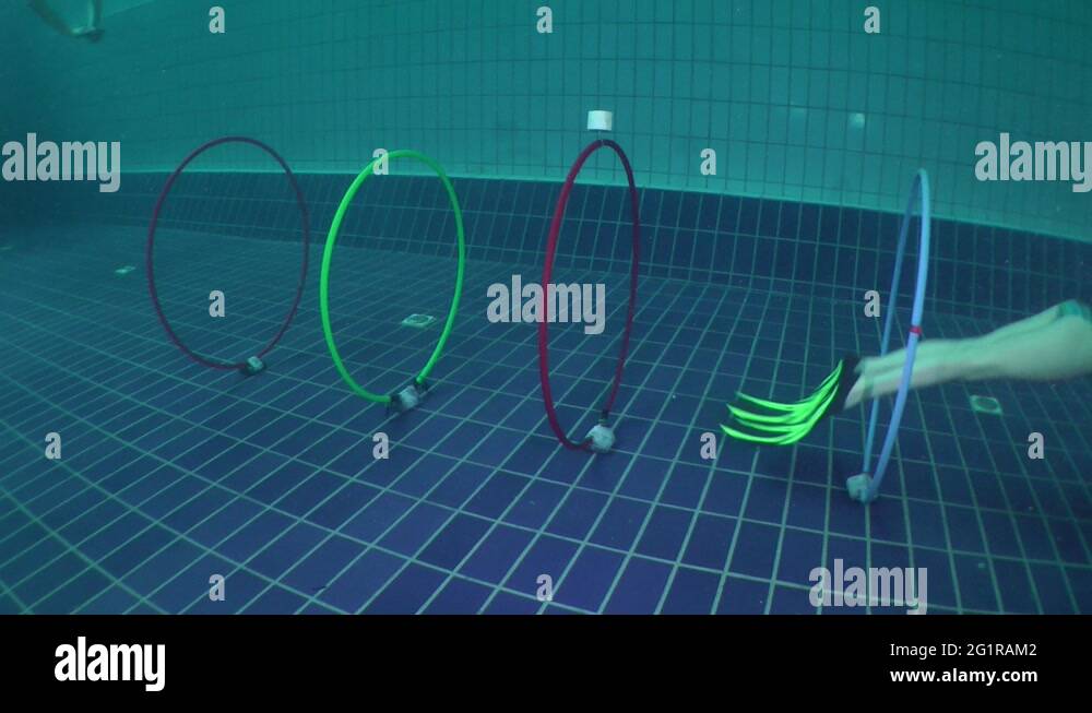 Training for freediving in pool Stock Video Footage Alamy