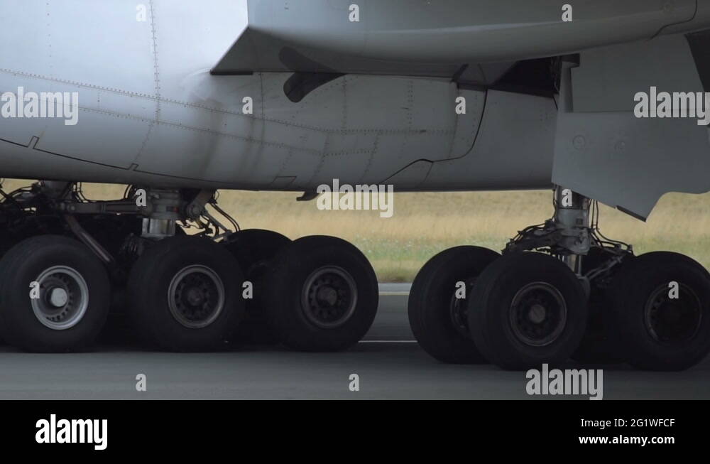 Widebody airplane landing gear Stock Video Footage Alamy