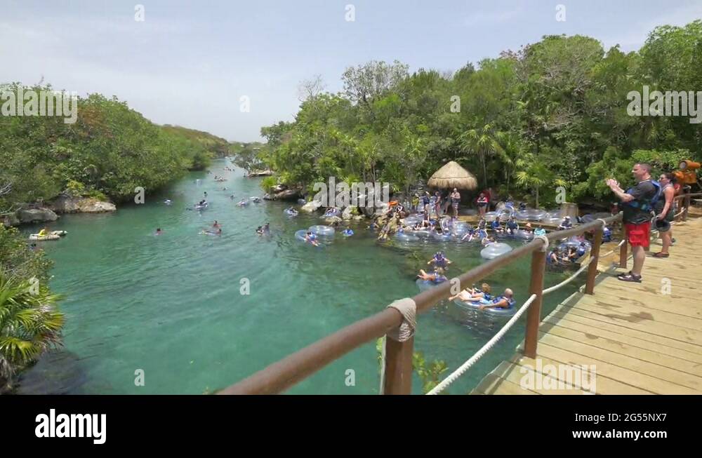 Swimming at Xelha water park in Quintana Roo, Mexico Stock Video
